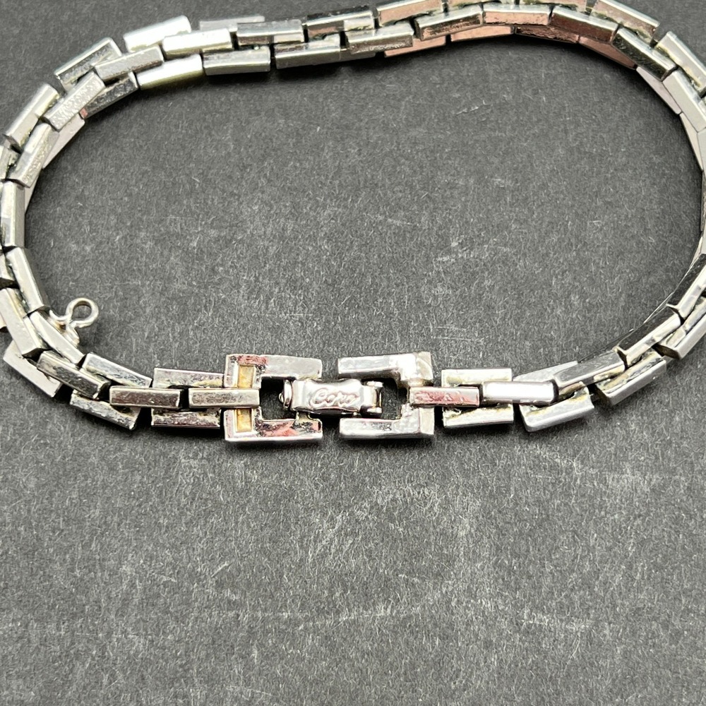 Vintage Coro Link Bracelet Silver Tone Geometric Brutalist 7.5" READ - Picture 6 of 9
